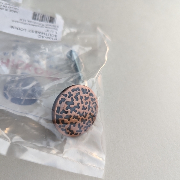 Set/ 6 Southwest Lodge Round Cabinet Knob Drawer Pull Textured Antique Copper - Picture 3 of 4